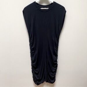 Athleta Black Cap Sleeve Ruched Dress Women's Size Large